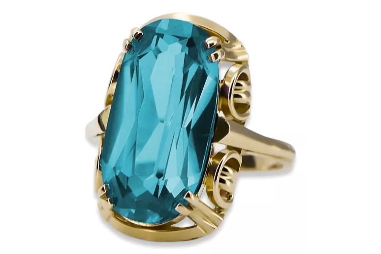 Ring Aquamarine 14K Yellow gold Vintage vrc038y